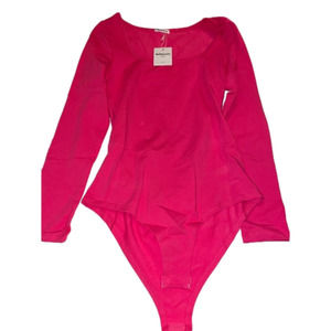 BELLE Lovin Hot Pink bodysuit long sleeve XS NWT